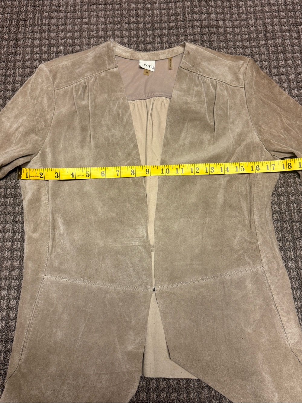 Ecru Taupe Suede Open-Front 3/4
Sleeve Women's Jacket - Picture 4 of 7